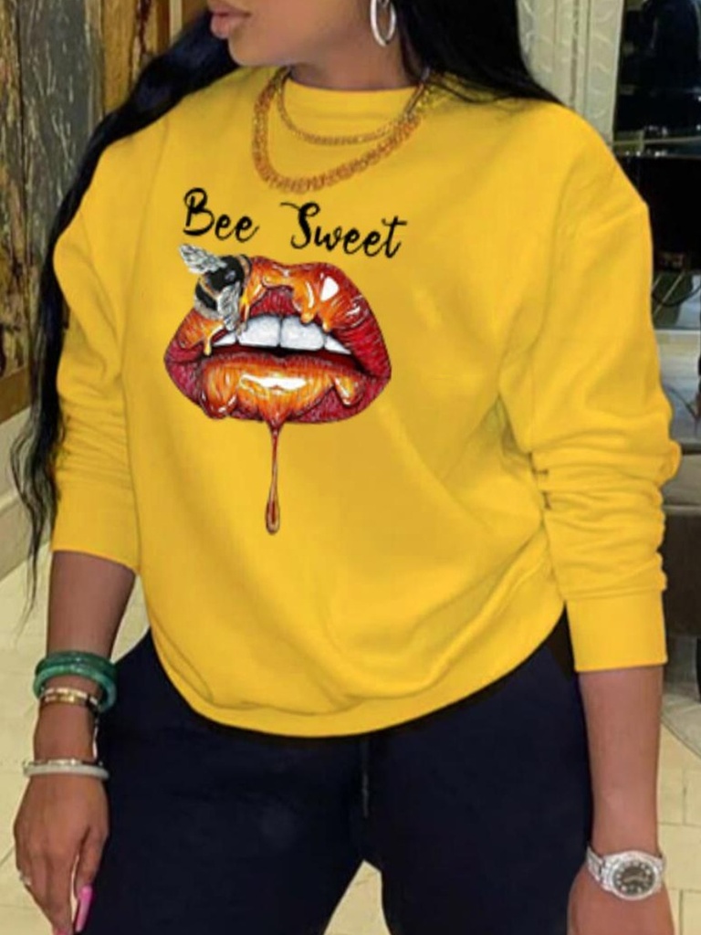 Lip Letter Print Sweatshirt